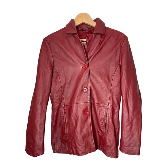 Vintage Excelled Red Leather Jacket Small VTG Classic - Picture 1 of 6